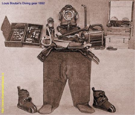 Equipo de buceo, 1892 http://www.therebreathersite.nl/Zuurstofrebreathers/French/photos_louis_boutan.htm